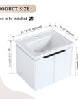 24 inch wall mounted vanity product size dimensions diagram for bathroom installation | Ace Decor