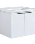24 inch wall mounted vanity modern floating bathroom cabinet with integrated ceramic sink | Ace Decor