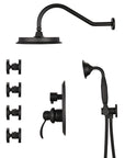 Avelar 9" Matte Black Rain Shower Set with Body Jets