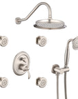 Avelar 9" Brushed Nickel Rain Shower Set with Body Jets