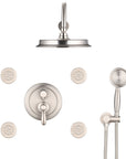 Avelar 9" Brushed Nickel Rain Shower Set with Body Jets