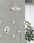 Avelar 9" Brushed Nickel Rain Shower Set with Body Jets