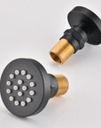 Avelar matte black shower body jets with silicone nozzles for high-pressure spray.