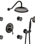Avelar 9" Matte Black Rain Shower Set with Body Jets