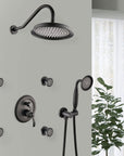 Avelar 9" Matte Black Rain Shower Set with Body Jets