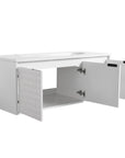24"–48" White Wall-Mounted Bathroom Vanity with Drop-Shaped Resin Sink & Soft-Close Doors