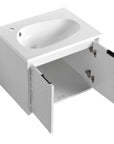 24"–48" White Wall-Mounted Bathroom Vanity with Drop-Shaped Resin Sink & Soft-Close Doors