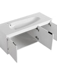 24"–48" White Wall-Mounted Bathroom Vanity with Drop-Shaped Resin Sink & Soft-Close Doors