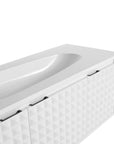 24"–48" White Wall-Mounted Bathroom Vanity with Drop-Shaped Resin Sink & Soft-Close Doors