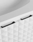 24"–48" White Wall-Mounted Bathroom Vanity with Drop-Shaped Resin Sink & Soft-Close Doors
