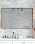 Glossy Black Rectangular Bathroom Mirror with Metal Frame color: Black