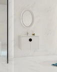 24” or 28” White Wall-Mounted Bathroom Vanity with Soft Close Doors & Ceramic Sink