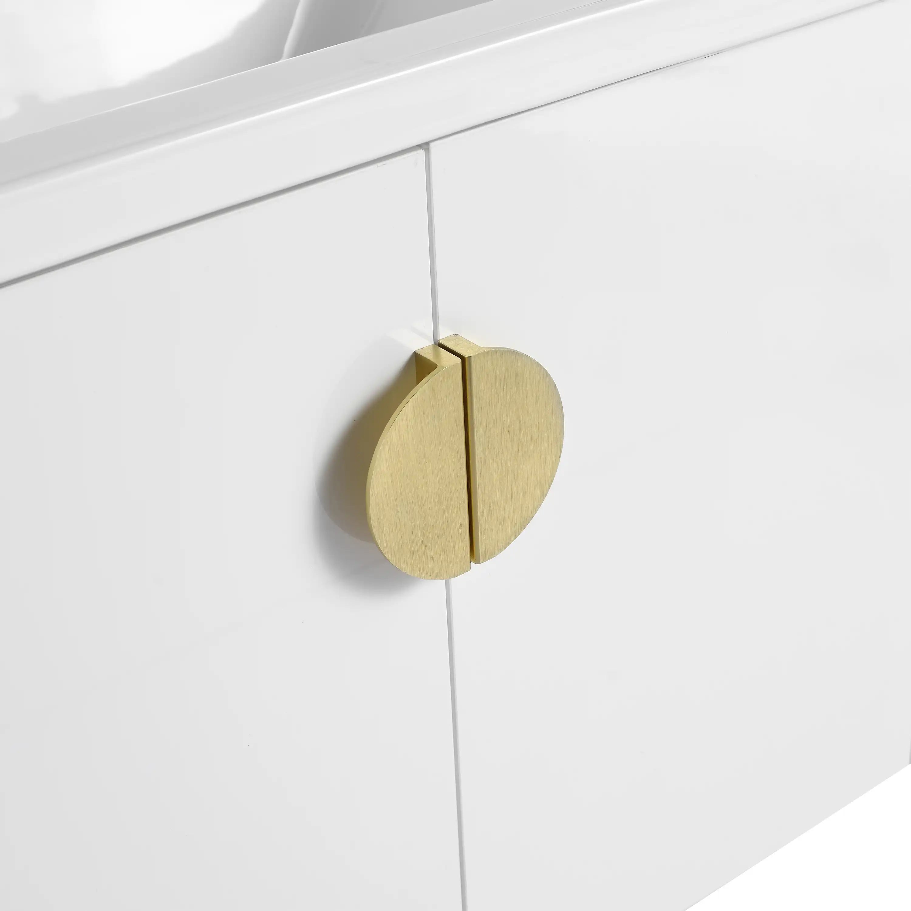 24” or 28” White Wall-Mounted Bathroom Vanity with Soft Close Doors & Ceramic Sink