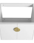 Top view of 24 inch floating bathroom vanity cabinet frame with gold handle | Ace Decor