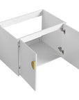 24” or 28” White Wall-Mounted Bathroom Vanity with Soft Close Doors & Ceramic Sink