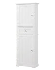 Norrin 67.3" White Tall Narrow Bathroom Storage Cabinet with Drawer & Shelves