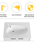 24"–48" White Wall-Mounted Bathroom Vanity with Drop-Shaped Resin Sink & Soft-Close Doors