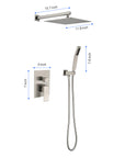 Eclipse Series 12" Wall-Mounted Rain Shower Head - Brushed Nickel Finish