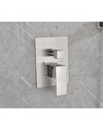 Wall-mounted Eclipse Series brushed nickel shower control handle installed on a flat surface