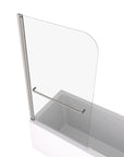 34 x 58 frameless bathtub shower door with stainless steel towel-bar handle | Ace Decor