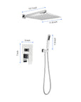 Dimensions of the Eclipse Series 12" chrome rain shower head system