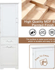 Built with high quality MDF board, the White 68.1" Tall Bathroom Storage Cabinet is durable and easy to maintain.