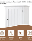 Norrin 67.3 inch white bathroom storage cabinet made of MDF material, waterproof and easy to clean surface.