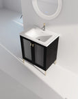 28" freestanding bathroom vanity with sink in modern bathroom setting | Ace Decor