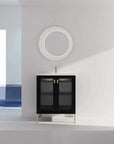 28" freestanding bathroom vanity with sink in modern bathroom setting | Ace Decor