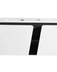 36" wall mounted vanity with sink, front view in black and white | Ace Decor
