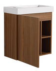 20 inch modern bathroom vanity small with partially open cabinet door and side shelf storage | Ace Decor