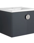 24 inch bathroom black vanity with fluted front and metal handle | Ace Decor