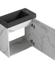 20 inch bathroom vanity with open cabinet storage and black resin sink | Ace Decor