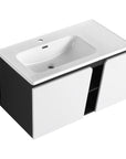 36" wall mounted vanity with sink, top angled front view | Ace Decor