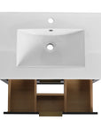 30" black vanity bathroom top view showing white integrated sink and storage layout | Ace Decor