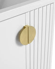 Brushed brass handle detail on floating bathroom vanity 24 inch | Ace Decor