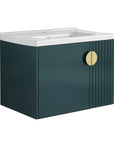 28 inch floating vanity small bathroom featuring green cabinet and integrated sink | Ace Decor