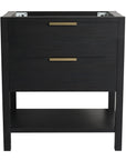 30" black vanity desk without sink, freestanding cabinet with lower open shelf | Ace Decor