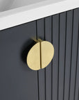 Gold handle detail on fluted panel of 24 inch bathroom black vanity | Ace Decor