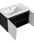32" wide bathroom vanity with sink and open storage, angled view | Ace Decor