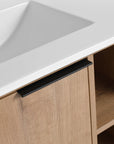 24 / 30 Inch Wood Bathroom Vanity with Integrated Sink, Wall-Mount, Open Storage Shelves