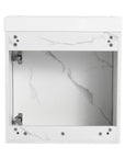 20 inch bathroom vanity with sink interior back panel and hinge detail | Ace Decor