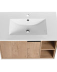 30 Inch Freestanding Bathroom Vanity with Gel Sink, Soft-Close Door & 2/3 Soft-Close Drawers color: Imitative Oak