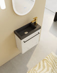 20" Marble Contrast Floating Bathroom Vanity with Black Resin Sink & Soft-Close Door