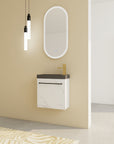 ArborEdge Series 20" Marble Contrast Floating Bathroom Vanity with Matte Black Resin Sink & Soft-Close Door