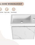20" Marble White Floating Bathroom Vanity with White Resin Sink & Soft-Close Door