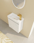 20" Marble White Floating Bathroom Vanity with White Resin Sink & Soft-Close Door