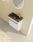 20" Marble Contrast Floating Bathroom Vanity with Black Resin Sink & Soft-Close Door