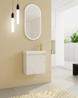 20" Marble White Floating Bathroom Vanity with White Resin Sink & Soft-Close Door