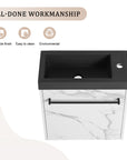 20" Marble Contrast Floating Bathroom Vanity with Black Resin Sink & Soft-Close Door